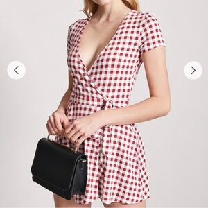Forever 21 Gingham Romper Red and White